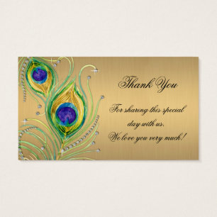 Modern Peacock Feathers Faux Jewel Rulla Swirl Visitkort