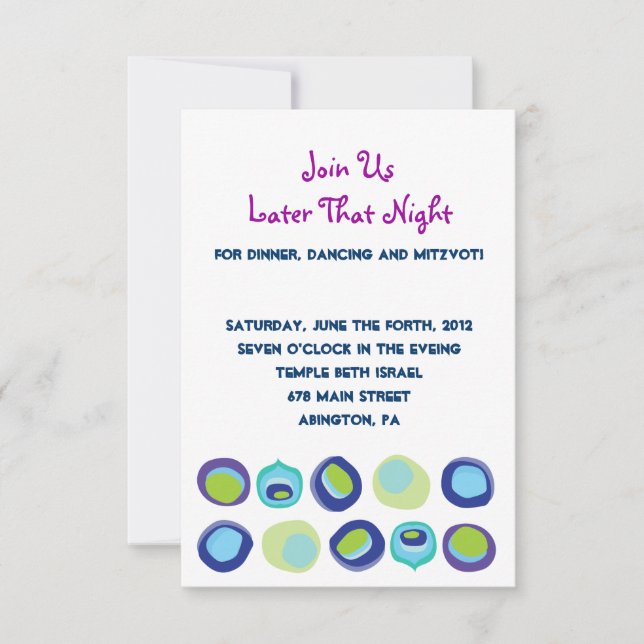 Modern Peacock Pub Bat mitzvah svarskort Inbjudningar (Framsida)