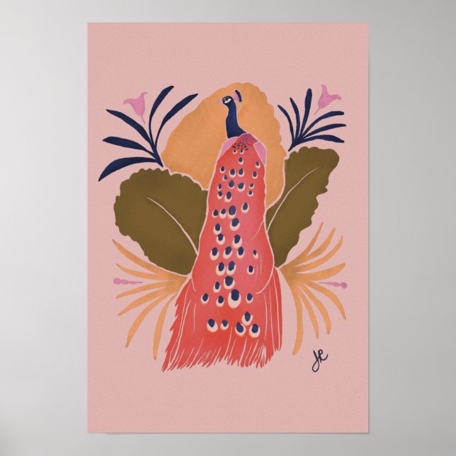 Modern Peacock Wall Art Poster (Framsidan)