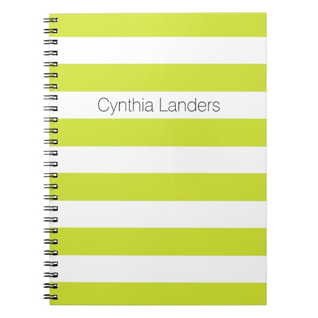 Modern Pear Grönt Rand Monogram Anteckningsbok (Framsidan)