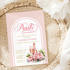Modern Pearls and Prosecco Shower Invite Card Inbjudningar