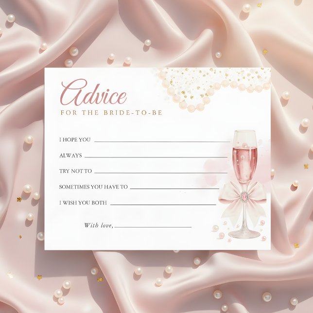 Modern Pearls & Prosecco Bridal Shower Advice Card (Skapare uppladdad)