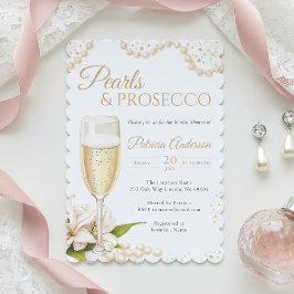 Modern Pearls & Prosecco Bridal Shower Invitation Inbjudningar