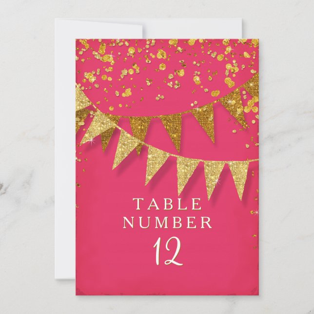 Modern Pennant Banner w Glitter Falling Confetti Inbjudningar (Framsida)