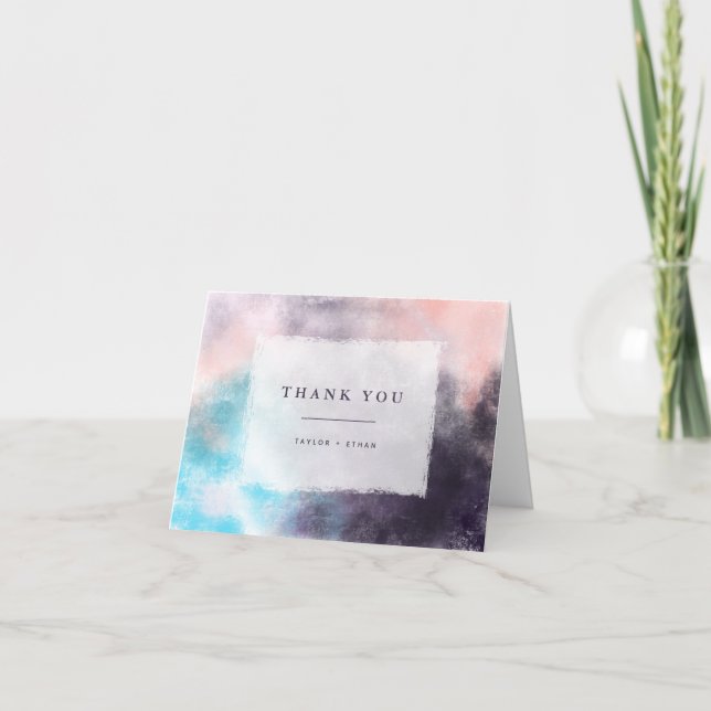 Modern pensel Colorful Bröllop Tack Kort (Framsida)