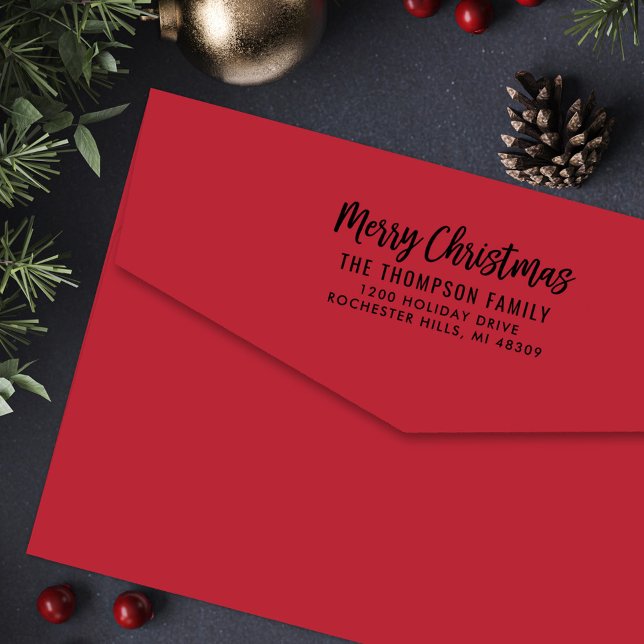 Modern pensel God jul returadress Självfärgande Stämpel (Skapare uppladdad)