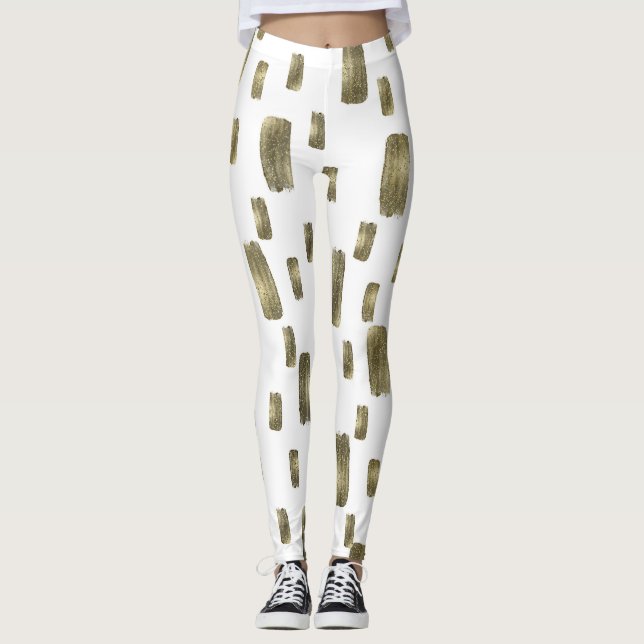 Modern pensel guld koppar brons glans leggings (Framsida)