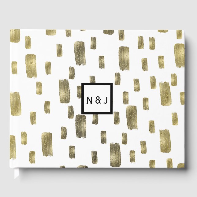 Modern pensel guld koppar brons glimmer gästböcker (Framsida)