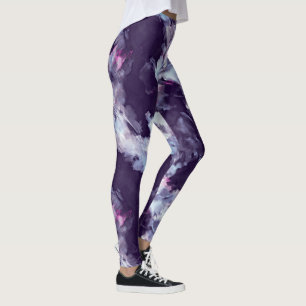 Modern penseldragblått och lila Leggings