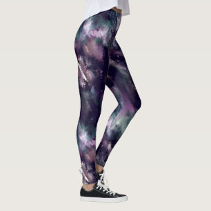 Modern penseldragblått och lila Leggings