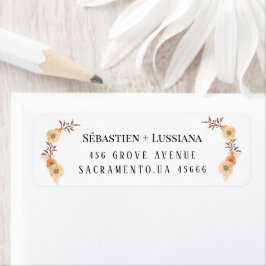 Modern penselhandskriven returadress etikett