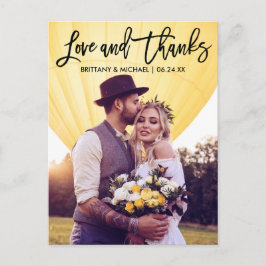 Modern penselskrift bröllop kärlek tack par vykort