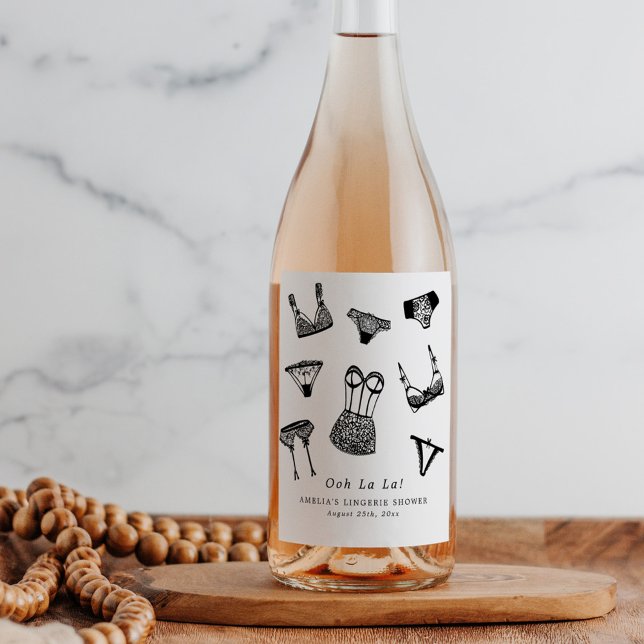 Modern penselskrift lingeri bröllopsdusch vinflaska etikett (Skapare uppladdad)