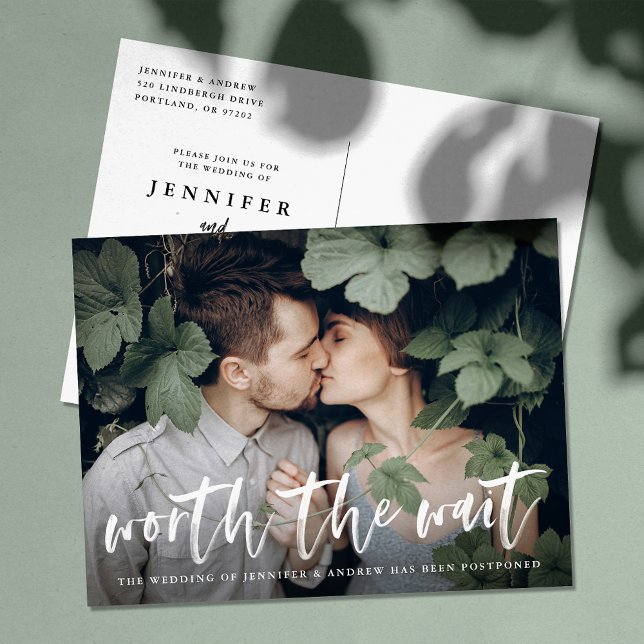 Modern penselskrift Värt att vänta Uppgiftsförskju Meddelande Vykort (Skapare uppladdad)