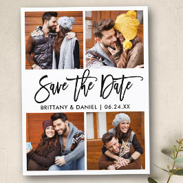 Modern penselskript 4 Fotokollage Spara datum Vykort