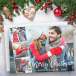 Modern penselskript 4 Photo Couple Collage Julkort<br><div class="desc">Modern Penselskript 4 Photo Collage God jul par Fotokort</div>