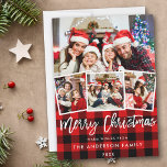 Modern penselskript 4 Photo jul Red Play Julkort<br><div class="desc">Modern Push Script 4 Photo God jul-familjkort - rött pinne</div>