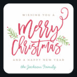 Modern penselskript Bright jul Fyrkantigt Klistermärke<br><div class="desc">Gör en fantastisk påstående den här julhelgen med den här helgdag för snyggt som innehåller "God jul" i ett penselskript. Köp vår online till mer delar i den här utformningen!</div>