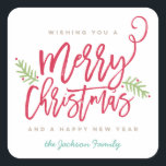 Modern penselskript Bright jul Fyrkantigt Klistermärke<br><div class="desc">Gör en fantastisk påstående den här julhelgen med den här helgdag för snyggt som innehåller "God jul" i ett penselskript. Köp vår online till mer delar i den här utformningen!</div>