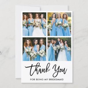 Modern penselskript Bröllop 4 Photo Bridesmaid Tack Kort