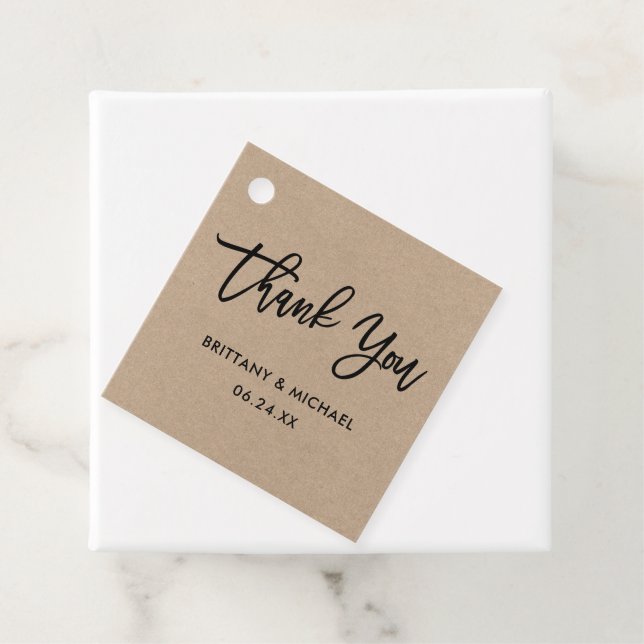 Modern penselskript Bröllop Tack Kraft Gåvor Etiketter (På plats)