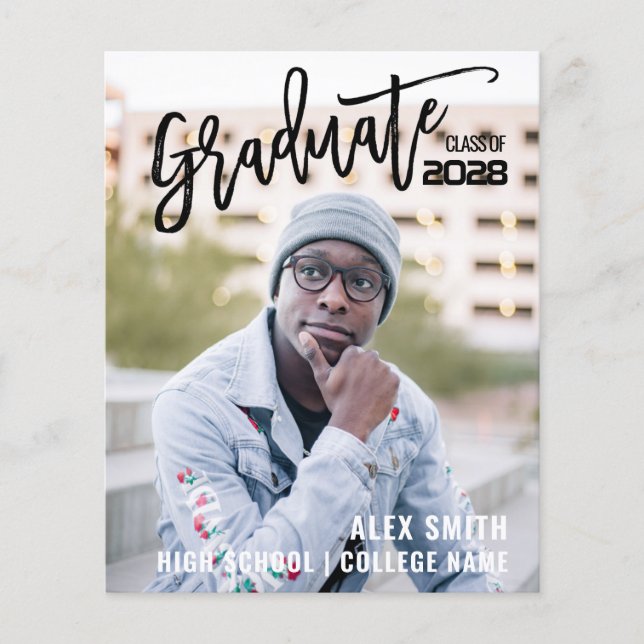 Modern Penselskript Fullt Photo Studenten Announce Flygblad (Framsidan)