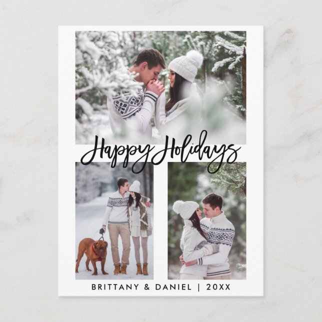 Modern Penselskript Glad helg 3 Photo Helgdag Vykort (Framsida)