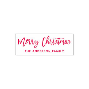 Modern penselskript God jul Star Red Självfärgande Stämpel