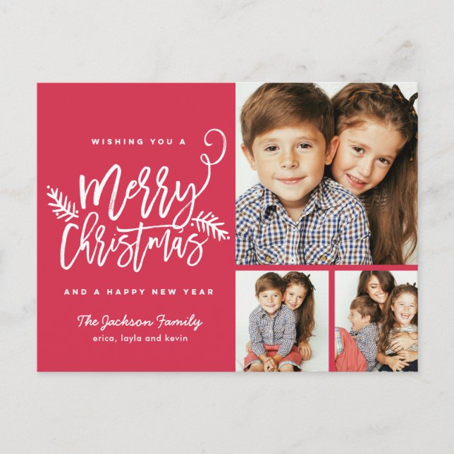 Modern Penselskript - Helgdag 3-foto Helg Vykort (Framsida)