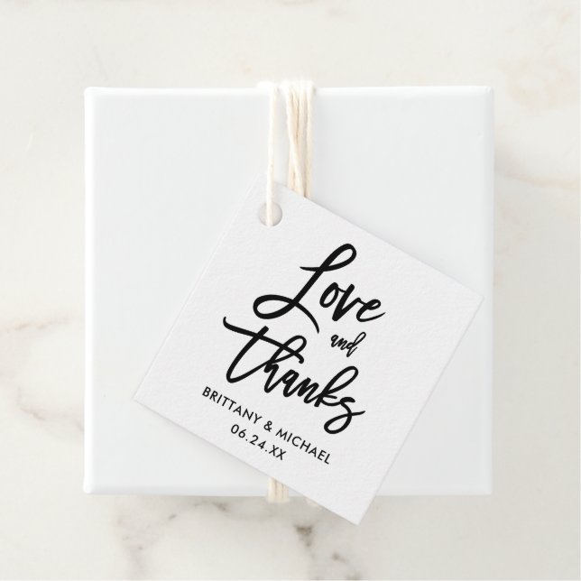 Modern penselskript Kärlek och tack Bröllop Gåvor Etiketter (På plats)