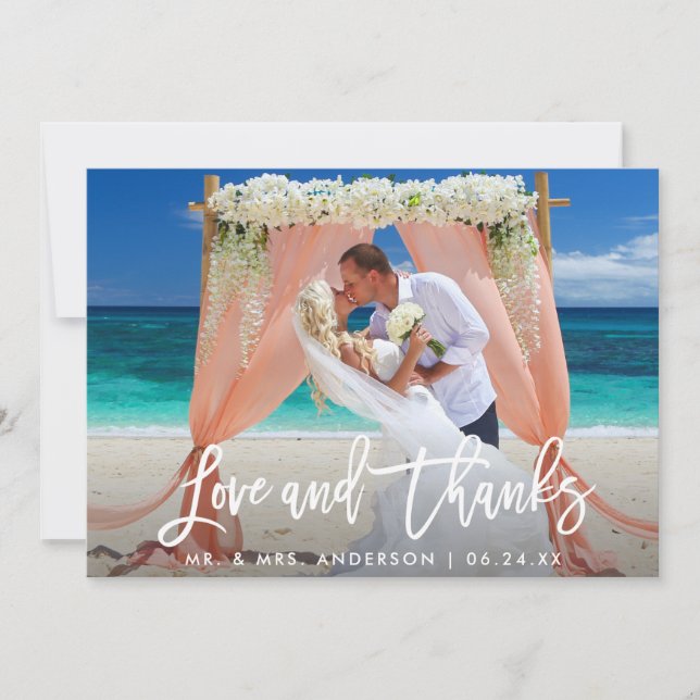 Modern penselskript Kärlek och tack Bröllop Wht (Framsida)