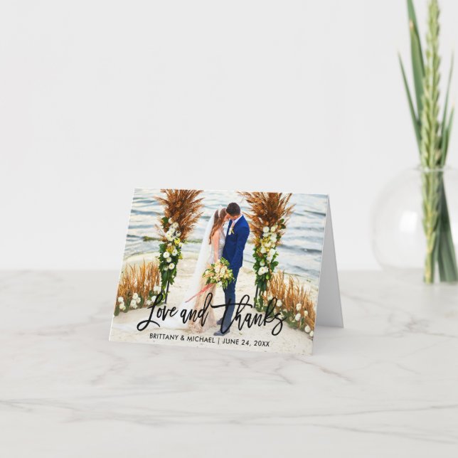 Modern penselskript | Kärlek tack Bröllop Note Kort (Framsida)