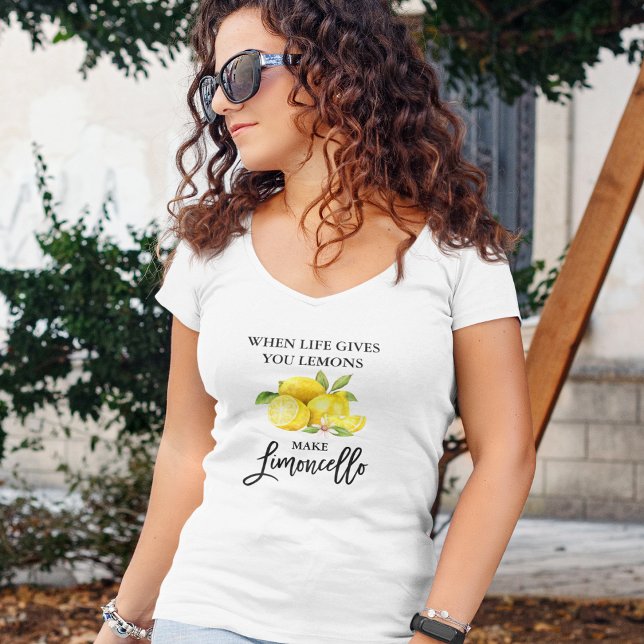 Modern penselskript Limoncello Lemons V-Nacke T Shirt (Many shirt sizes, colors & styles to choose from.)