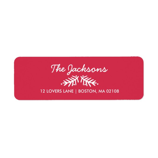 Modern penselskript Ljushjul - Helgdag röd Returadress Etikett (Framsidan)