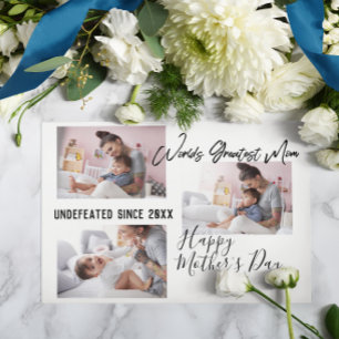 Modern penselskript   Mors dag Photo Collage Kort