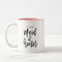 Modern penselskript Ro Guld Hearts Maid of honor Två-Tonad Mugg
