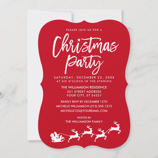 Modern penselskript stjärnan Santa Party Inbjudningar (Framsida)