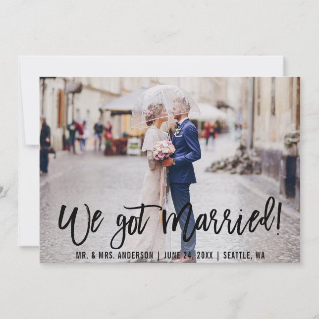 Modern penselskript Vi Har gifte oss med Mr och Mr Meddelande (Framsida)