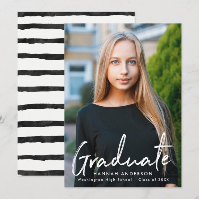 Modern Penselskriptfoto Studenten Meddelande (Fram/baksida)