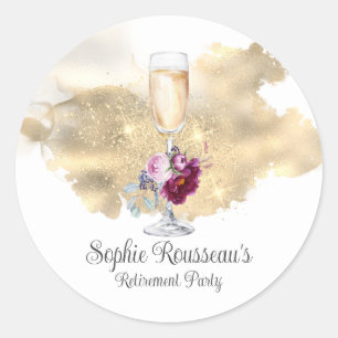 Modern Pension Party Champagne Glitter Runt Klistermärke