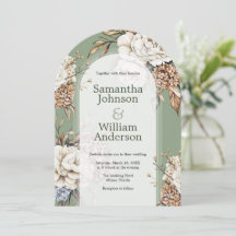 Modern Peony & Hydrangea Oliv grönt Bröllop