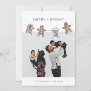 Modern Pepparkakor Rutig Familjefoto Julkort
