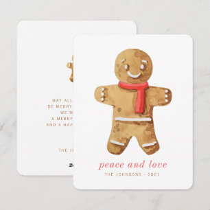 Modern Pepparkaksgubbe för vattenfärg i Cute Julkort