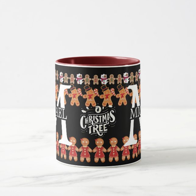 Modern Pepparkaksmonogram Julfirande  Mugg (Center)