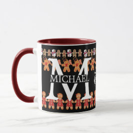 Modern Pepparkaksmonogram Julfirande Mugg