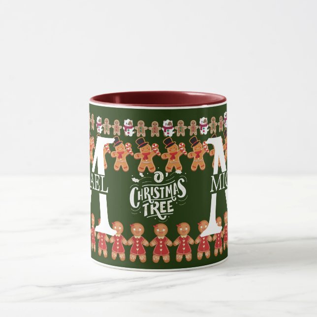 Modern Pepparkaksmonogram Julfirande  Mugg (Center)