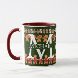 Modern Pepparkaksmonogram Julfirande Mugg