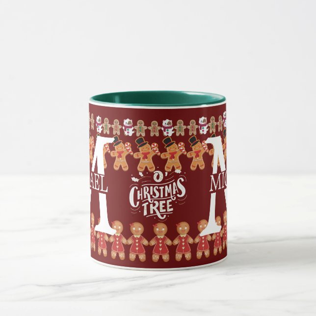 Modern pepparkaksmonogram julhelg  mugg (Center)