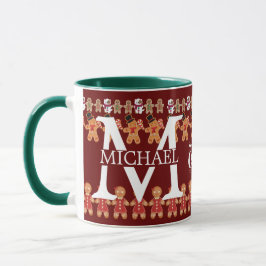 Modern pepparkaksmonogram julhelg mugg