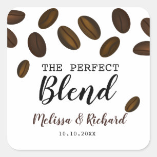 Modern Perfekt Blend Coffee Bröllop Fyrkantigt Klistermärke